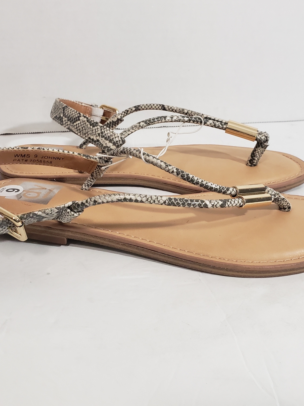 DV by Dolce Vita Snake-Print T-Strap Sandals with Gold Trim, sz:9 summer